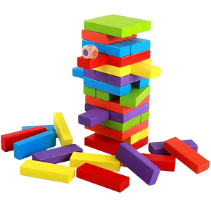 Jenga Tower Challenge Wooden Colored Blocks Toy 48 pcs