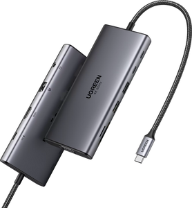 يوجرين تايب سي هاب 11-في-1 دونجل مع HDMI 4K وVGA – رمادي