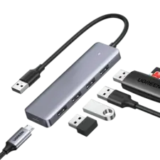 UGREEN USB 3.0 TO 4-Port USB3.0 Hub + USB-C Power Supply (5-in-1)