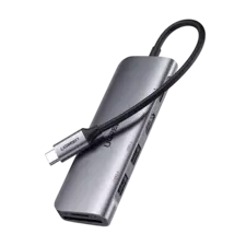 يوجرين CM195 USB-C ستة-في-واحد – 4K HDMI، USB 3، ‏100W PD، SD وTF