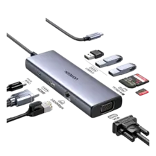 UGREEN CM498 9 in 1 Hub USB-C Dongle With 4K HDMI & VGA - Grey