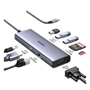 UGREEN CM498 9 in 1 Hub USB-C Dongle With 4K HDMI & VGA - Grey