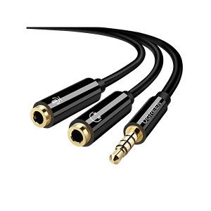 يوجرين AV141 مشترك سماعات 3.5مم (ذكر إلى 2×أنثى) – أسود