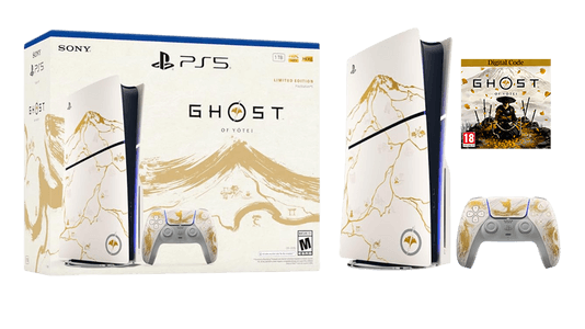 PlayStation 5 Slim Disc Edition Console – Ghost of Yotei Gold Limited Edition Bundle - International Version - 1TB