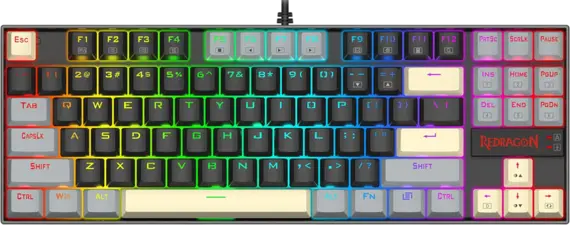 Redragon K552-LGY KUMARA Rainbow Wired Mechanical Gaming Keyboard - Red Switch - Black/Grey