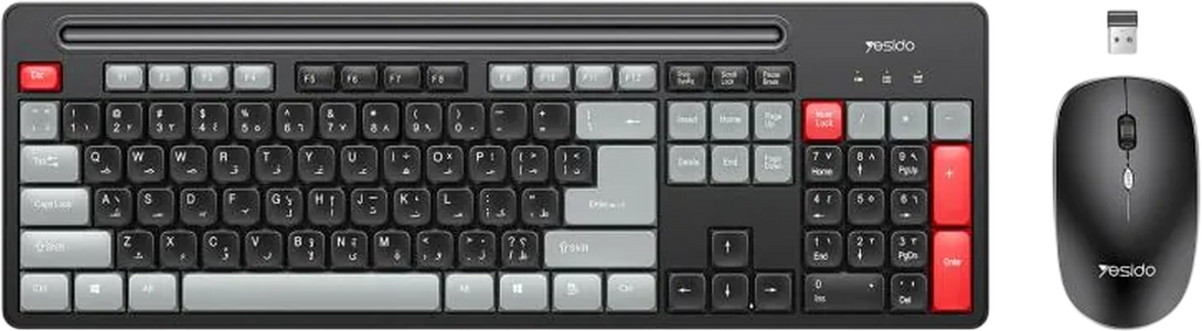 Yesido KB43 2.4G Wireless Keyboard Mouse Set Arabic - Black