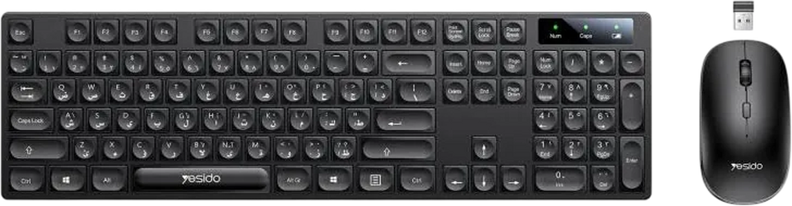 يسيدو KB42 طقم كيبورد وماوس وايرلس عربي – بلاك