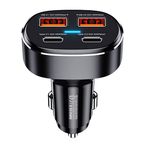 Remax RC-C329 75W 4 Ports Fast Car Charger - Black