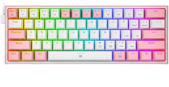 ريدراجون K617 Fizz كيبورد سلكي ميكانيكال 60% RGB سويتش أحمر – أبيض/بينك