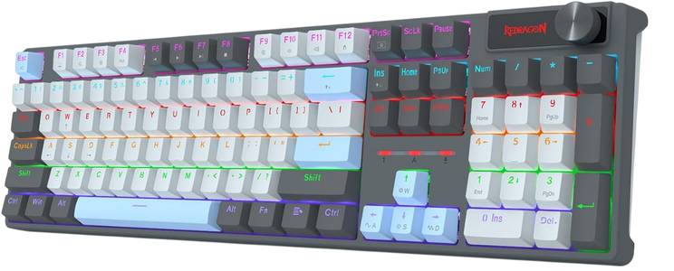 ريدراجون K718GB-R كيسورا كيبورد جيمنج 104 زر سلكية ريد سويتش – رمادي/أبيض