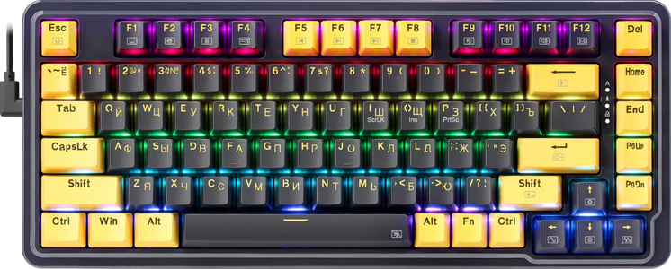 ريدراجون K649PY-RGB إلف كيبورد 75% جاسكت RGB – أسود/ذهبي