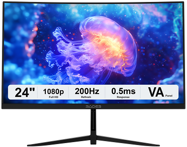 سادس شاشة ألعاب منحنية NC-Pelagia SC-CJ04F24B فول اتش دي 200هيرتز 24 بوصة - أسود