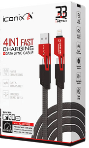 ICONIX IC-UC1665 65W 4-IN-1 Charging & Data Cable 1M - Red