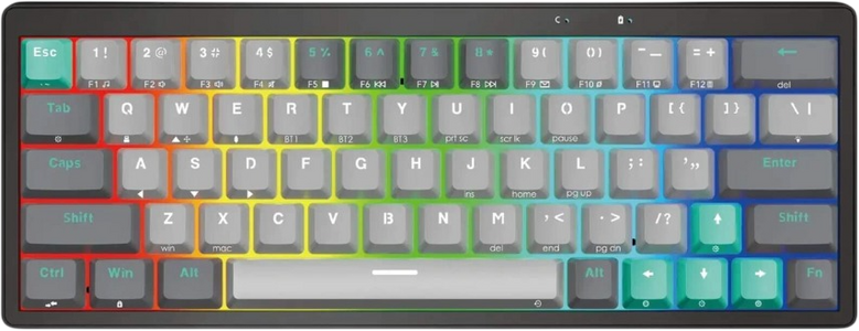 Fantech ATOM PRO63 MK912 Mercury 3-Mode Mechanical Gaming Keyboard Red Switch - Black