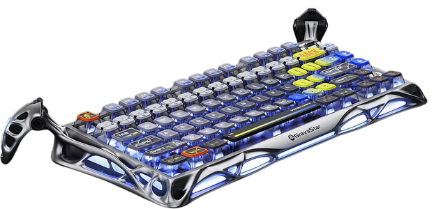GravaStar Mercury K1 Pro 75% Wireless Mechanical Gaming Keyboard - Interstellar Silver