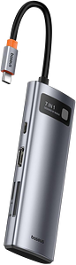 بيزوس Baseus مِحور USB-C ميتال جليم 7 منافذ — رمادي