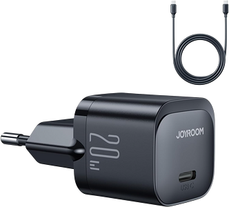 Joyroom JR-TCF02 PD Mini EU Charger 20W with USB-C Cable - Black