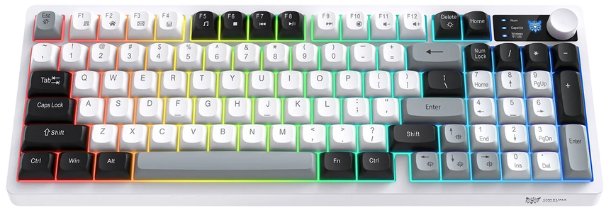ONIKUMA MT902 Tri-Mode RGB Gaming Membrane Keyboard - White & Black