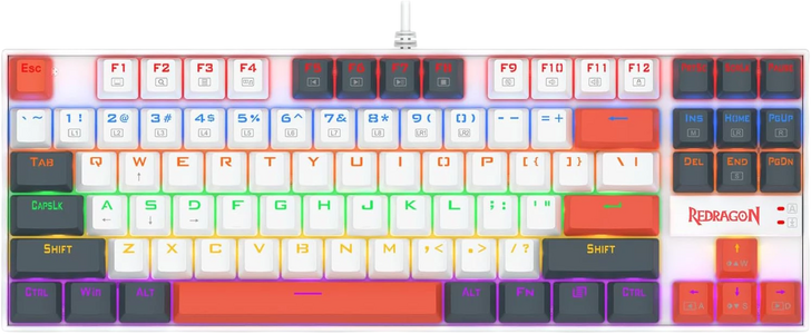 Redragon k552 WLR-R Kumara Mechanical Wired Gaming Keyboard Red Switch - White/Black