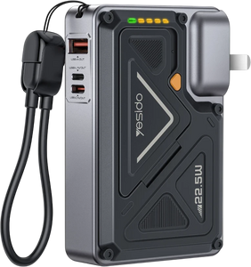 Yesido YP89 10000mAh Wireless Power Bank 22.5W Fast Charging with Built-in Cables & AC Plug