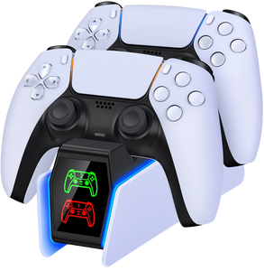 PS5 DualSense Dual Controller RGB Dock Station with LED Display - White