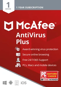 Mcafee Antivirus plus 1 year 1 device CD Key -  for sale in Emirates from Games2all
