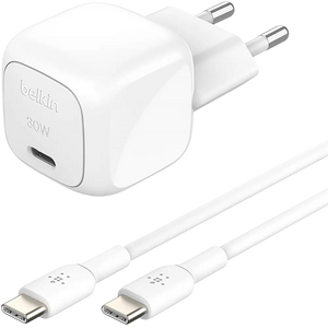 Belkin BoostCharge 30W USB-C PD Fast Charger with USB-C Cable - White