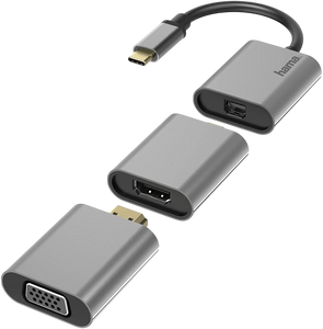 Hama Connect2Go 6-in-1  Video Adapter USB-C Mini DisplayPort HDMI & VGA – Grey