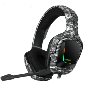 Onikuma K20 RGB Wired Gaming Headphone - Grey and Black Pattern (Camouflage)