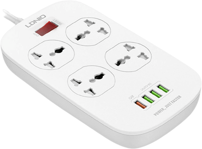 شاحن لدنيو SC4407 بـ 4 منافذ USB و 4 منافذ للمقبس