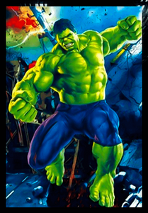 Hulk in 3 Different Scenes - 3D Marvel Poster 