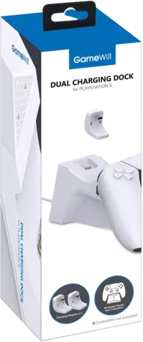 GameWill Dual Charging Dock for PS5 DualSense Wireless Controllers - White