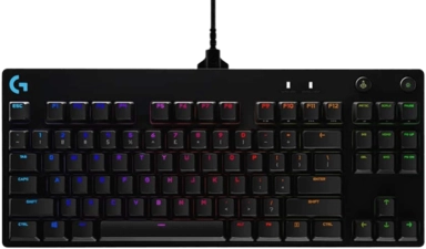 Logitech G PRO RGB Gaming Keyboard with Mechanical Blue Clicky Switches - Black