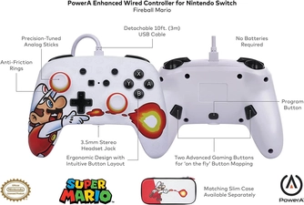 PowerA Enhanced Wired Controller for Nintendo Switch - Fireball Mario