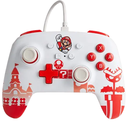 PowerA Enhanced Wired Controller for Nintendo Switch - Mario Red & White