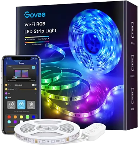 أضواء شريط LED ذكية Govee ، شريط إضاءة LED واي فاي 16.4 قدم