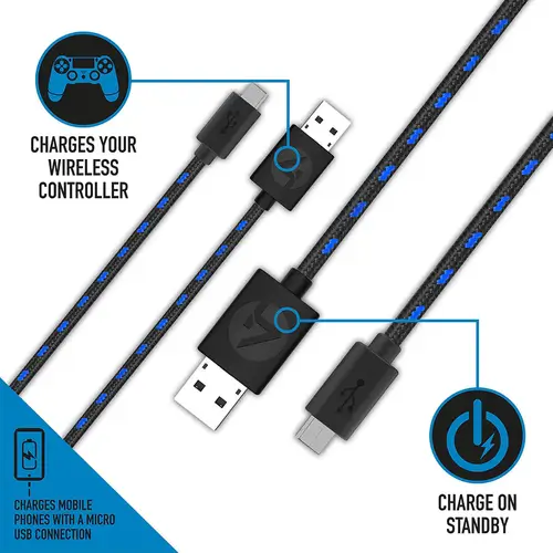 4Gamers  Play & Charge Cable Twin Pack 3m - PS4