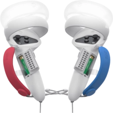 Kiwi Extended Controller Grips for Oculus Quest 2 (White in Red in Blue)