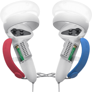 Kiwi Extended Controller Grip Silicone Cover for Oculus Quest 2 (White and Red and Blue)