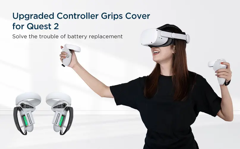 KIWI design Controller Knuckle Grips Cover for Oculus Quest 2 - White