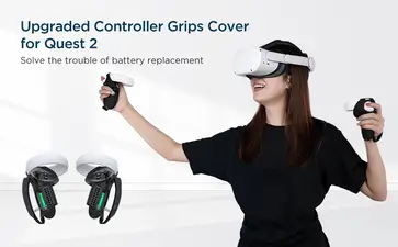 KIWI design Controller Knuckle Grips Cover for Oculus Quest 2 - Black