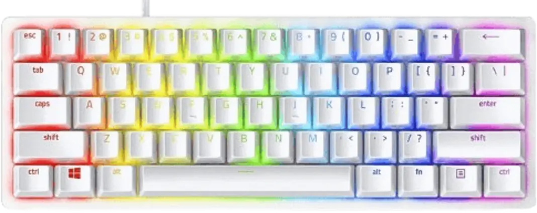 Razer Huntsman Mini Wired Gaming Keyboard with Clicky Purple Switch - White Mercury