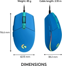 Logitech G203 Lightsync Optical Wired Gaming Mouse RGB - Blue  for sale in Emirates from Games2all