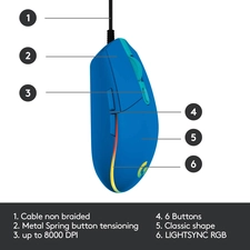 Logitech G203 Lightsync Optical Wired Gaming Mouse RGB - Blue  for sale in Emirates from Games2all