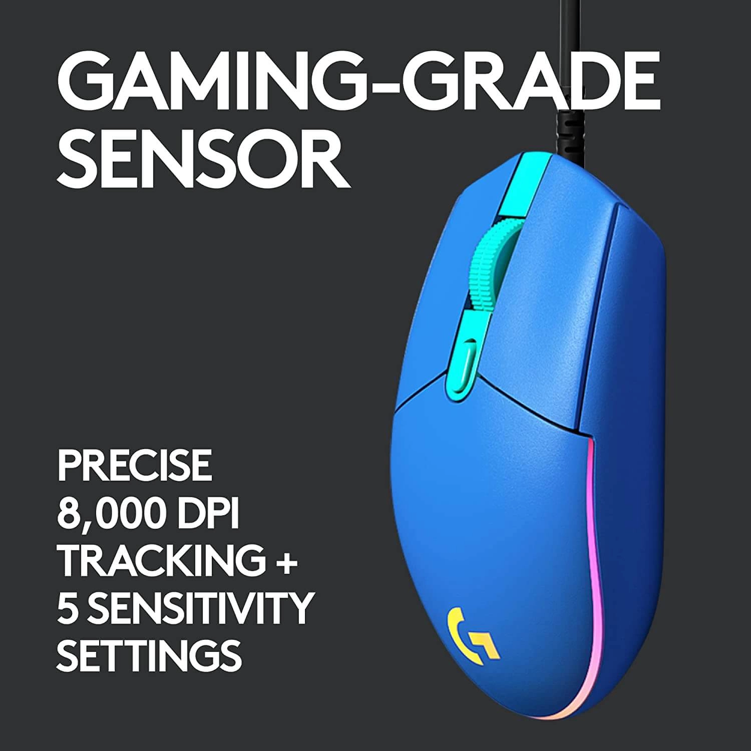Logitech G203 Lightsync Optical Wired Gaming Mouse RGB - Blue  for sale in Emirates from Games2all