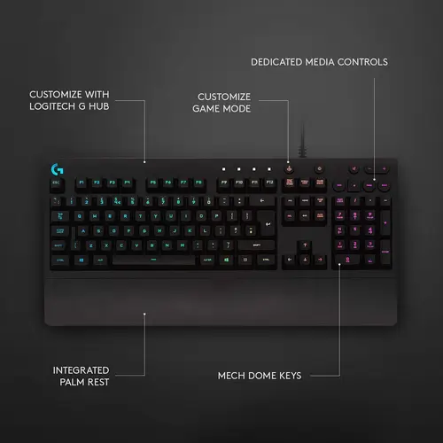 Logitech G PRO RGB Gaming Keyboard with Mechanical Blue Clicky Switches - Black