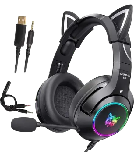 Onikuma K9 Wired RGB Gaming Headset - Black