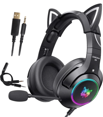 Onikuma K9 Wired RGB Gaming Headset - Black