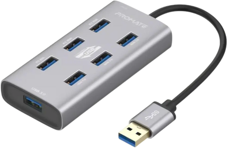 Promate USB Hub EzHub-7 with Type C Adapter - 7 USB Ports