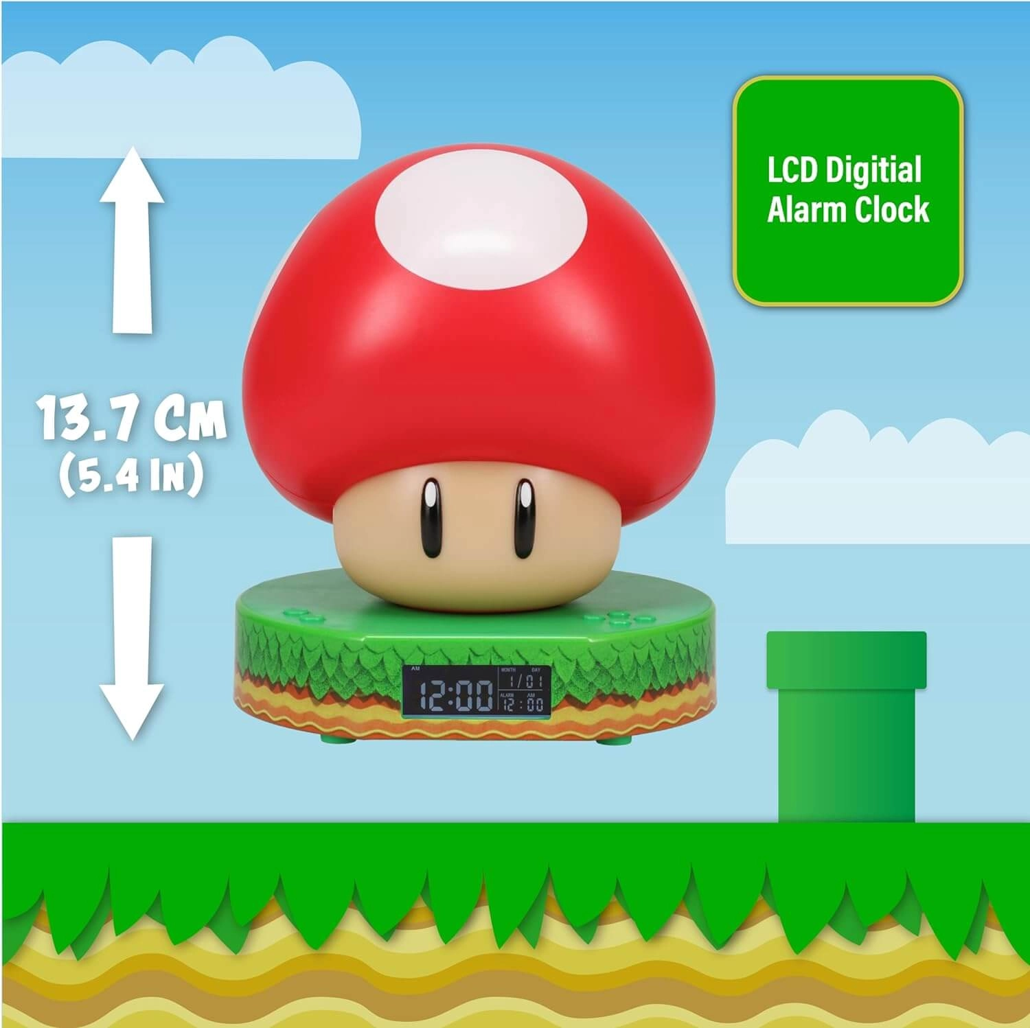 Paladone Super Mario Mushroom Digital Alarm Clock with Light  for sale in Emirates from Games2all